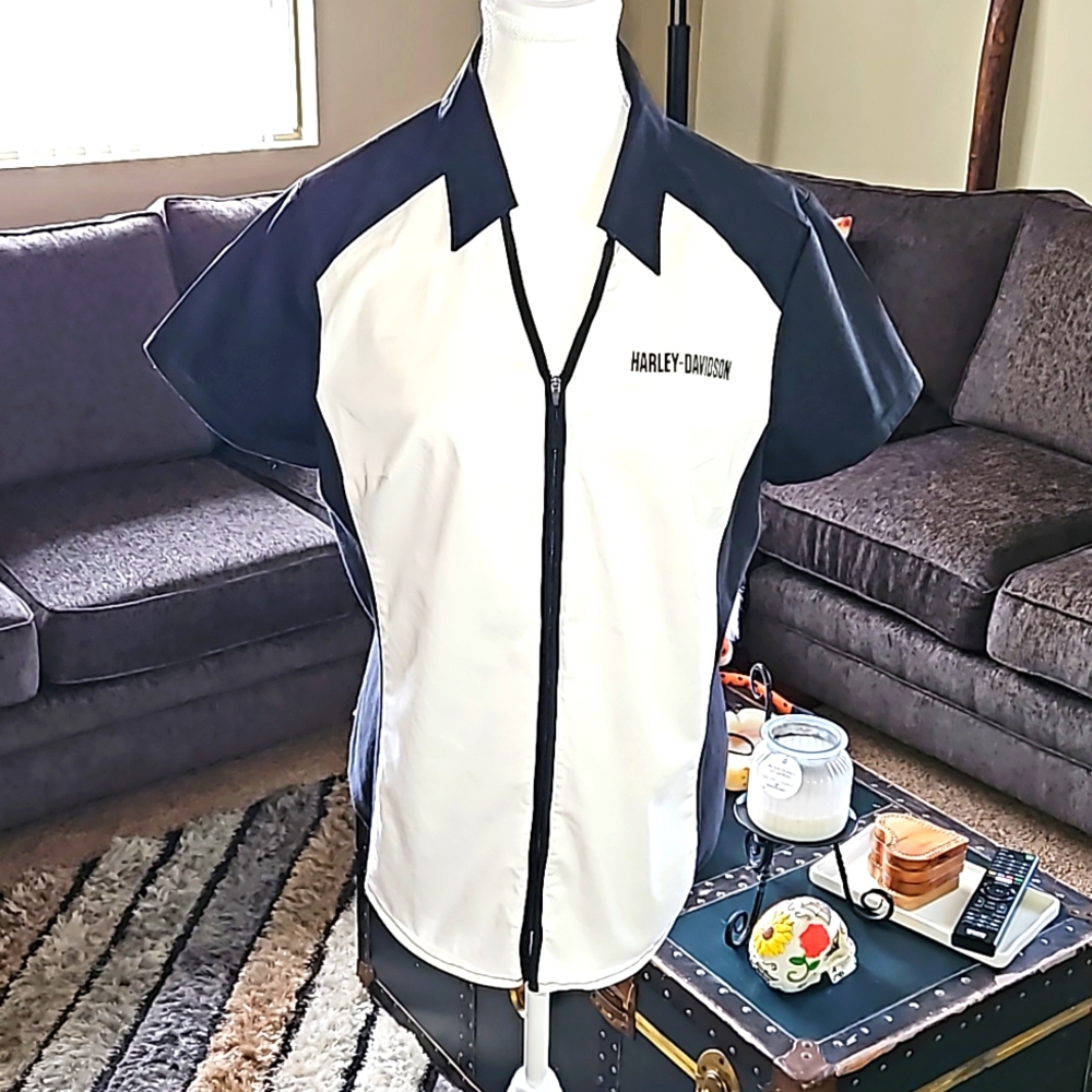 HARLEY DAVIDSON ZIPPERED BLOUSE SIZE WL